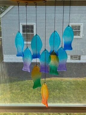 Gorgeous Ombré Color Glass Fish Chime and Suncatcher